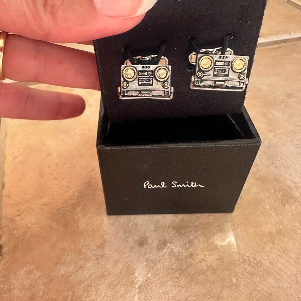 Paul Smith Retro Silver and Black Cufflinks